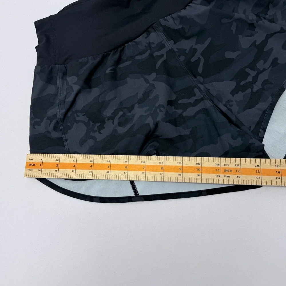 Womens Charcoal Camo High Waisted Athletic Running Shorts with Liner Size S